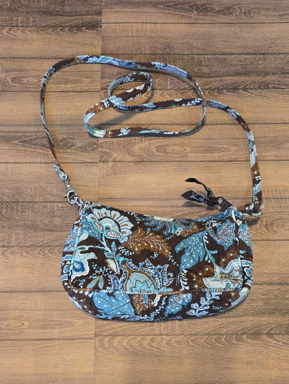 Vera Bradley Blue and Brown Paisley Quilted Crossbody Small
